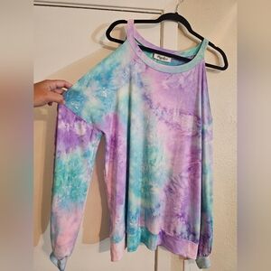 NWT Haptics Tie Dye Cold Shoulder Long Sleeve